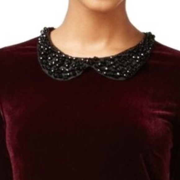 VTG BETSEY JOHNSON Velvet Embellished Peter Pan Collar Dress Size 6 - Picture 3 of 15